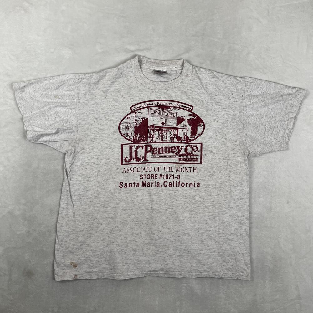 Vintage JCPenney T-Shirt Mens XL Gray Associate Of The Month Santa Maria CA